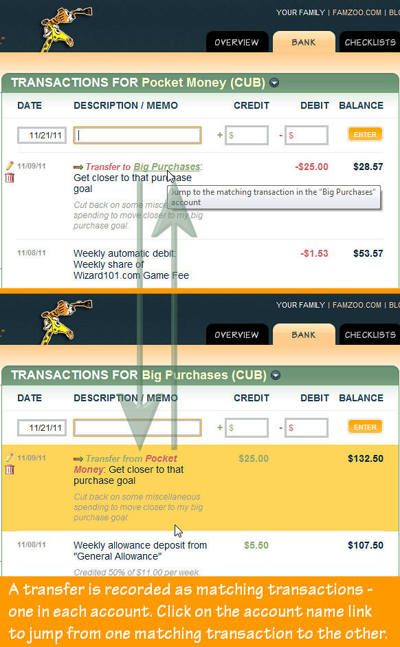 Jump Between Matching Transfer Transactions