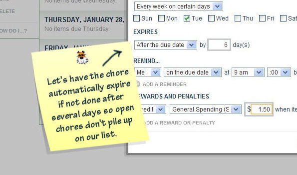 Setting a Chore Expiration Date