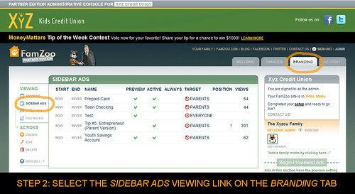 Select SIDEBAR ADS on BRANDING Tab