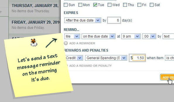 Setting a Chore Reminder