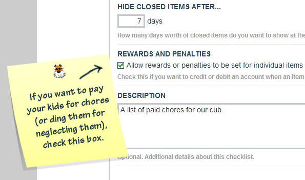 Enabling Chore Credits or Debits