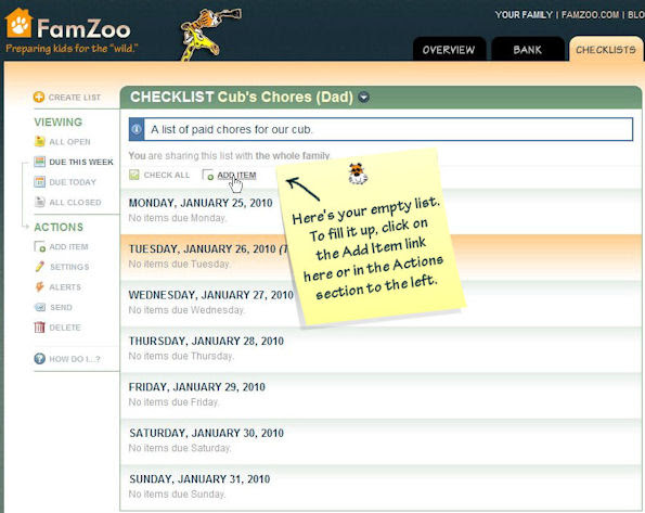 A New Empty Chore Chart
