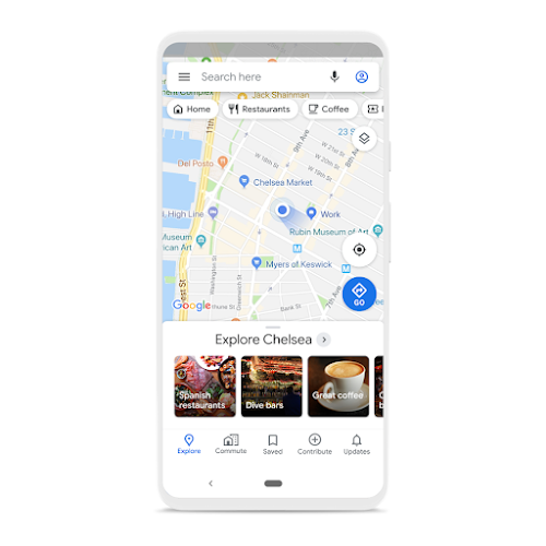 Un teléfono usando Google Maps